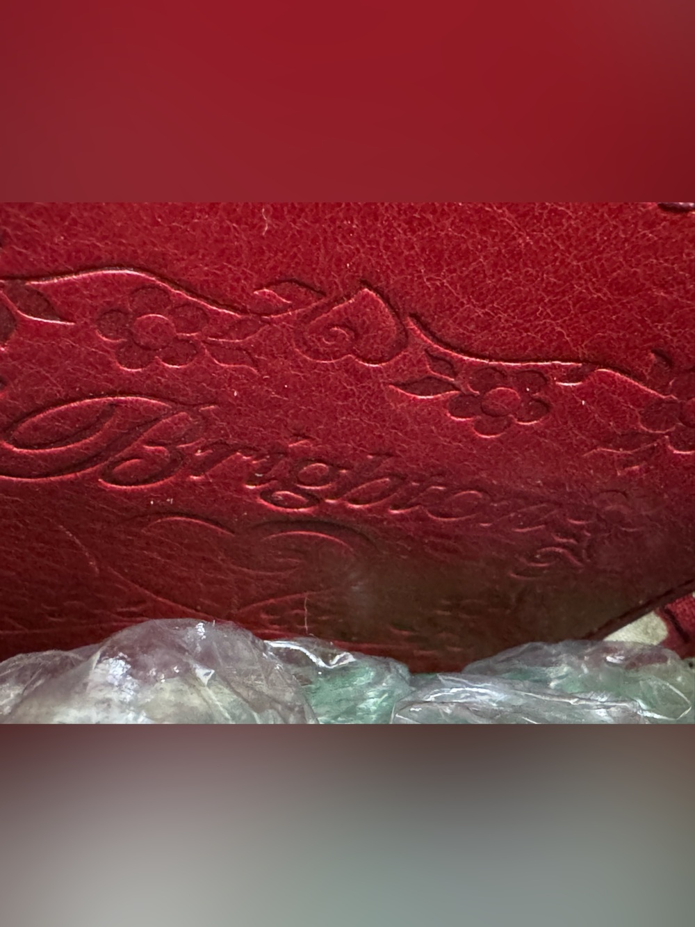 BRIGHTON Beverly Straw Floral Handbag/Tote Deep Red Leather Bag Heart Detail - Picture 8 of 10